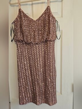 Vince Camuto Rose Gold Sequin Strapless Cocktail Dress